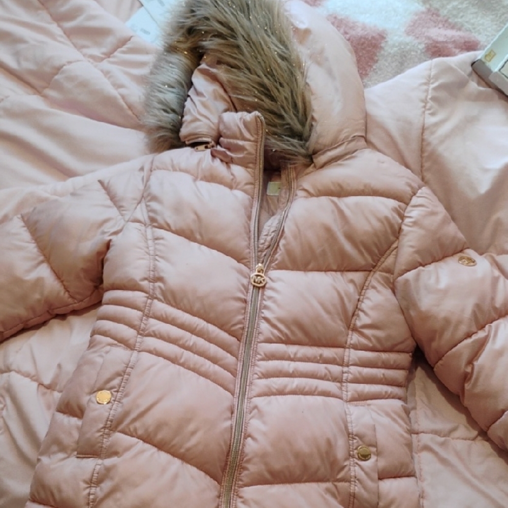 Michael Kors Blush Pink Jacket with Faux Fur Trim
